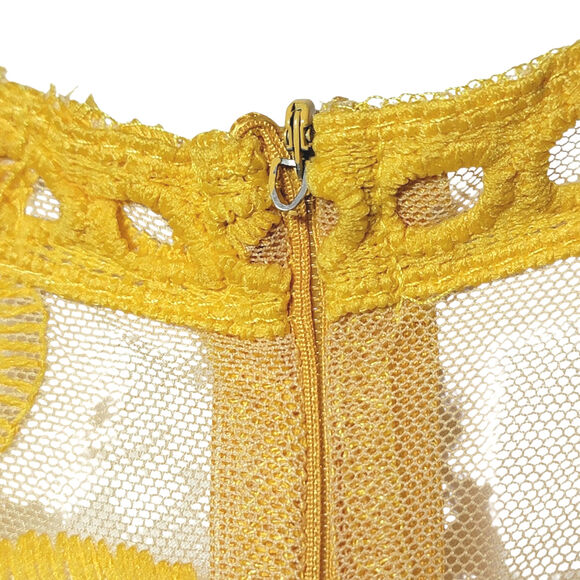 Eleter Yellow Lace Maxi Romper Dress Bohemian Boho Romantic Party Summer Size S - Picture 14 of 16
